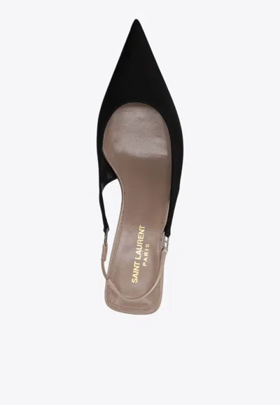 Saint Laurent Cherish 30 Slingback Satin Pumps In Black