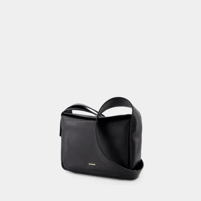 Shop Jil Sander Flap Mini Black Shoulder Bag