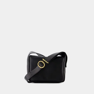 Shop Jil Sander Flap Mini Black Shoulder Bag