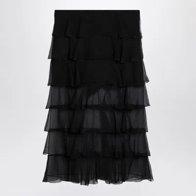 Valentino Semi-sheer Chiffon Midi Tiered Skirt