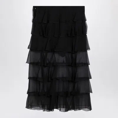 Valentino Semi-sheer Chiffon Midi Tiered Skirt