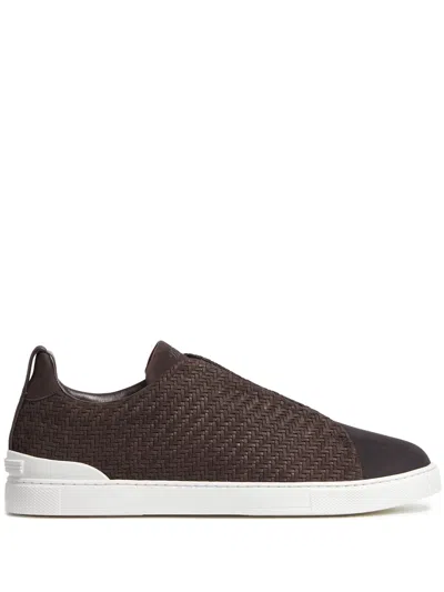 Shop Zegna Triple Stitch Low Top Sneaker