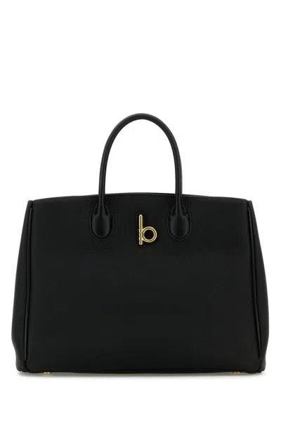 Burberry Medium Rocking Horse Suede Tote Bag In Black