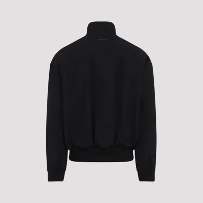 Fear Of God Oversized Cotton-blend Jersey Half-zip Sweatshirt In Black