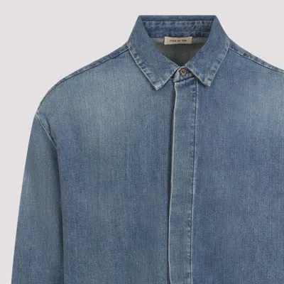 Fear Of God Long-sleeved Denim Shirt In Blue