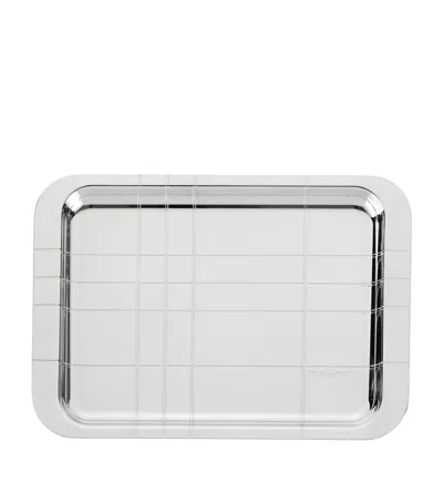 Christofle Check-pattern Rectangular Tray In Silver