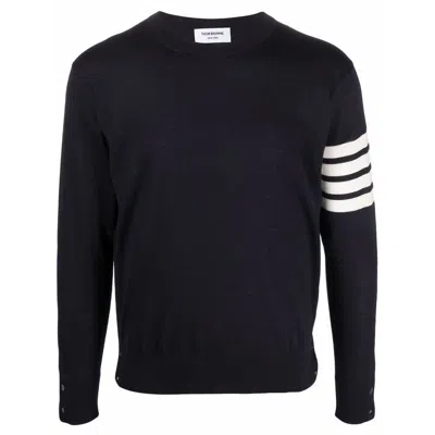Thom Browne 4-bar Stripe Virgin Wool Jumper In Blue