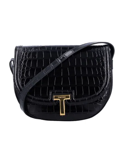 Tom Ford Structured Round Handbag In Black