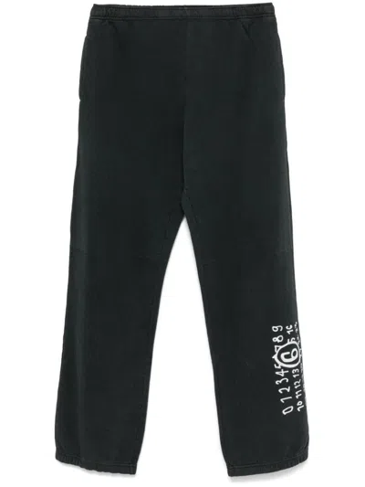Mm6 Maison Margiela Numbers Printed Wide-leg Track Trousers In Black