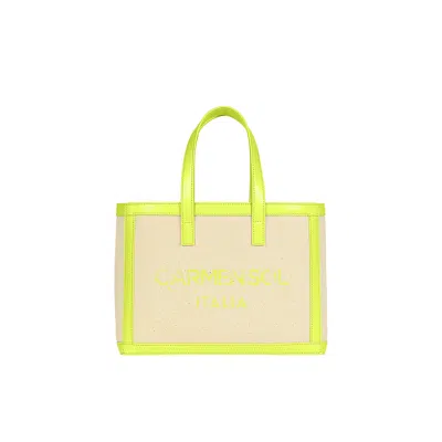 Carmen Sol Venezia Canvas Mini Tote In Neon Yellow