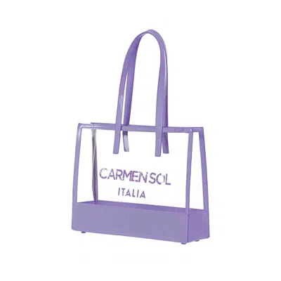 Carmen Sol Capri Clear Mid Tote In Violet