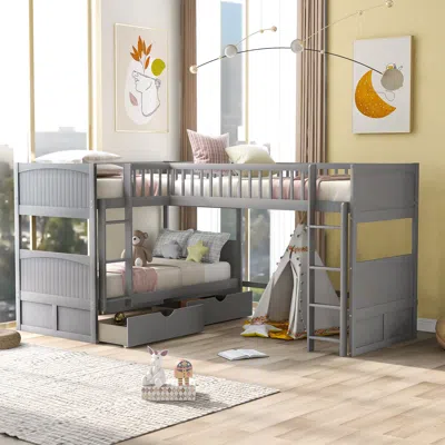 Streamdale Furniture Streamdale Twin Size Bunk Bed With A Loft Bed Attached