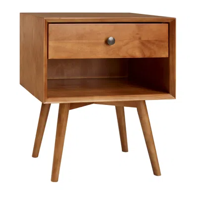 Streamdale Furniture Streamdale Mid-century Modern Single-drawer Solid Wood Nightstand - Caramel
