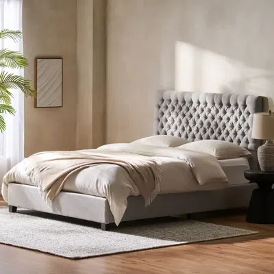 Streamdale Furniture Streamdale Classic Queen-size Upholstered Platform Bed With Button-tufted Headboard