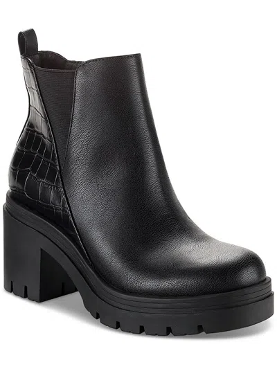 Sun + Stone Veronikaa Womens Faux Leather Block Heel Chelsea Boots In Black