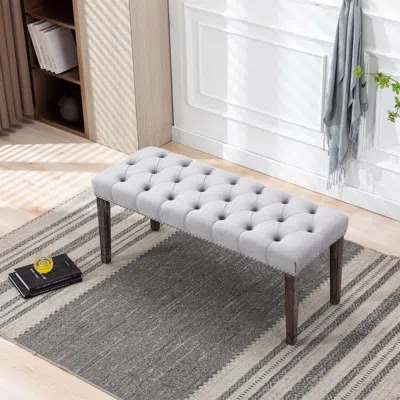 Streamdale Furniture Streamdale Velvet Tufted Bench Ottoman