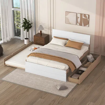 Streamdale Furniture Streamdale Modern Full Bed Frame With Twin Size Trundle And 2 Drawers