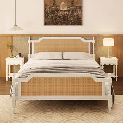 Streamdale Furniture Streamdale Traditional Style Rattan Queen Size Bed Frame