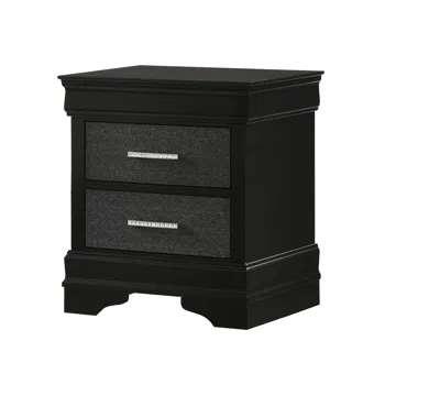 Streamdale Furniture Streamdale 1 Piece Modern Glam Style Two Drawers Nightstand Black Finish Solid