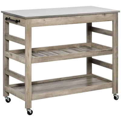 Streamdale Furniture Streamdale Rolling Kitchen Cart With Stainless Steel Countertop