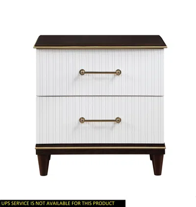 Streamdale Furniture Streamdale Contemporary White And Cherry Finish 1 Piece Two Drawers Nightstand