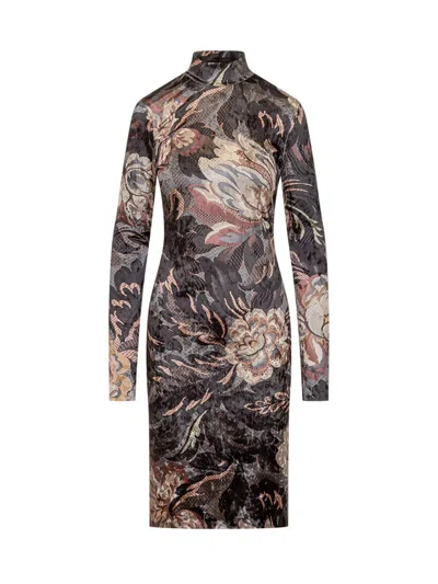 Shop Etro Dress In Grey