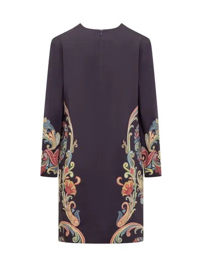 Etro Women Viscose Dress With Iconic Multicolor Print In Blue