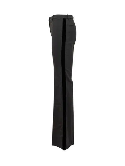 Etro Velvet Flared Hem Trousers Pockets In Black