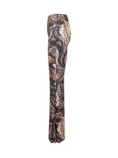 Etro Printed Stretch Viscose Pant In Multicolor