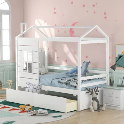 Streamdale Furniture Streamdale Twin Size House Bed Wood Bed With Two Drawers