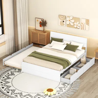 Streamdale Furniture Streamdale Modern Full Bed Frame With Twin Trundle