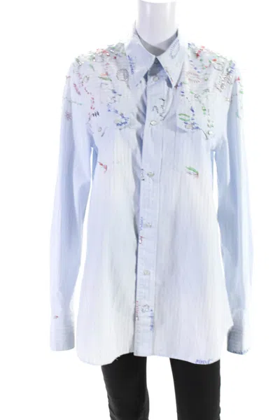 Marni Womens Organic Poplin Button Down Shirt Blue Cotton In Blue