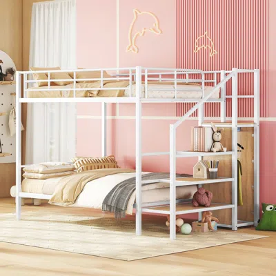 Streamdale Furniture Streamdale Full Over Full Metal Bunk Bed With Lateral Storage Ladder