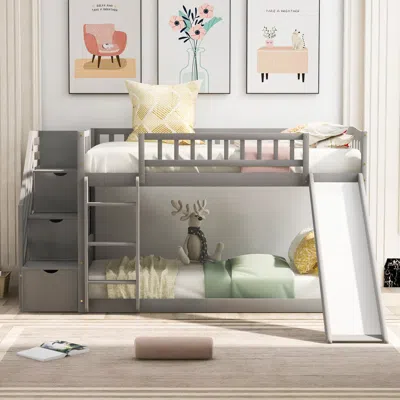 Streamdale Furniture Streamdale Stairway Twin Over Twin Bunk Bed With Two Drawers And Slide