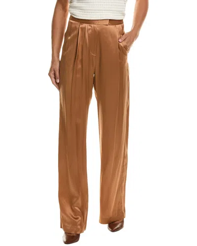 The Sei Silk Wide Leg Pant In Brown