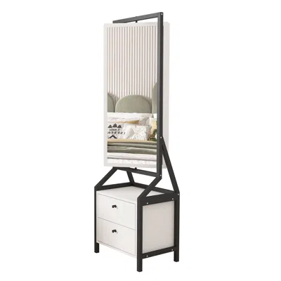 Streamdale Furniture Streamdale 360° Swivel Jewelry & Makeup Cabinet With Drawer