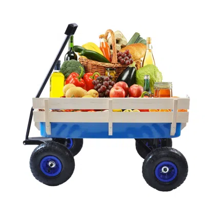 Streamdale Furniture Streamdale Outdoor Wagon All Terrain Pulling With Wood Railing Air Tires
