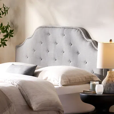 Streamdale Furniture Streamdale Contemporary Upholstered Button Tufted Headboard With Nailhead Accents