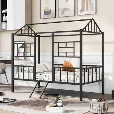Streamdale Furniture Streamdale Metal House Bed Frame Twin Size With Slatted Support No Box Spring