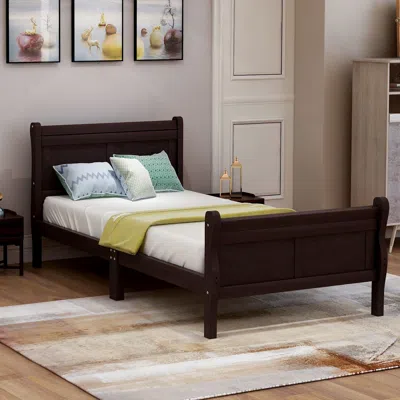 Streamdale Furniture Streamdale Wood Platform Bed Twin Bed Frame Mattress Foundation Sleigh Bed