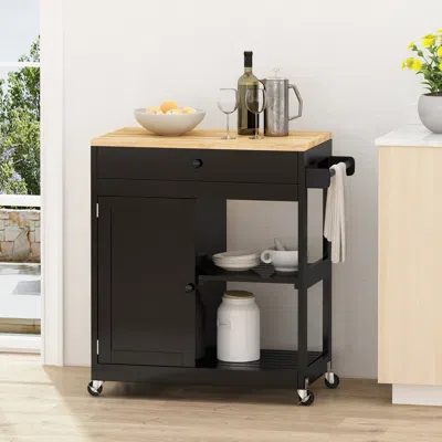 Streamdale Furniture Streamdale Contemporary Kitchen Cart With Rubberwood Top And Multi-functionality