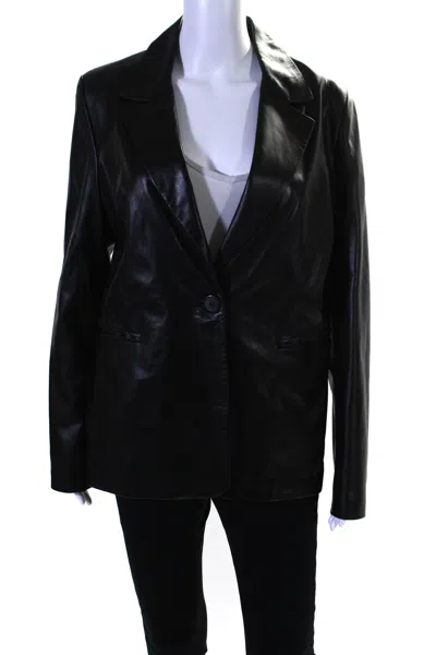 In Transit Womens Leather Wide Lapel Single Button Jacket Black In Black