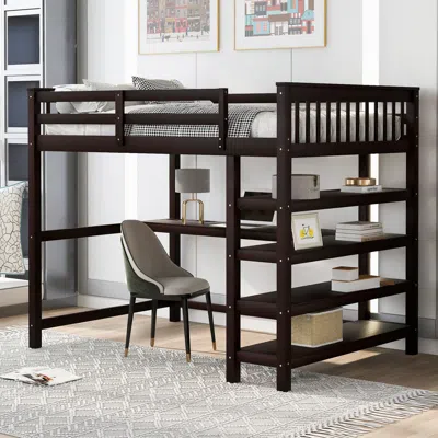 Streamdale Furniture Streamdale Full Size Loft Bed With Storage Shelves And Under-bed Desk