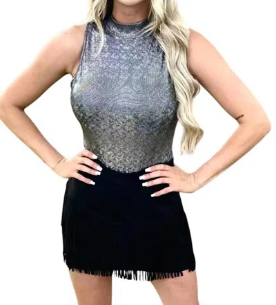 Sterling Kreek Sleeveless Ace High Bodysuit In Silver In Silver