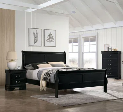 Streamdale Furniture Streamdale Queen Size Bed Louis Philippe Solid Wood 1 Piece Bed Bedroom Sleigh