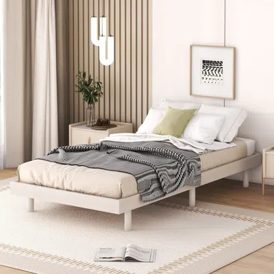 Streamdale Furniture Streamdale Modern Design Twin Size Floating Platform Bed Frame For White