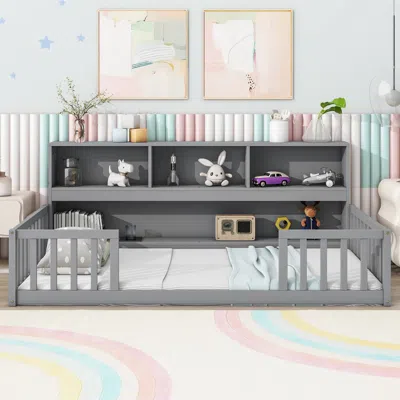 Streamdale Furniture Streamdale Twin Floor Bed With Bedside Bookcase
