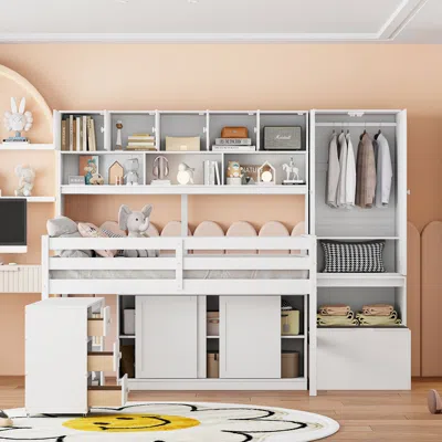Streamdale Furniture Streamdale Full Size Wooden Loft Bed Big Storage With Under-bed Desk
