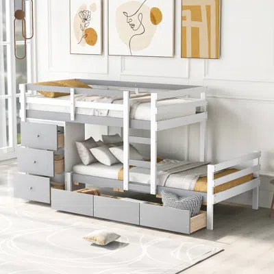 Streamdale Furniture Streamdale Twin Over Twin Loft Bunk Bed With Drawers And Ladder