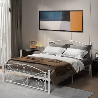 Streamdale Furniture Streamdale Queen Size Unique Flower Sturdy System Metal Bed Frame